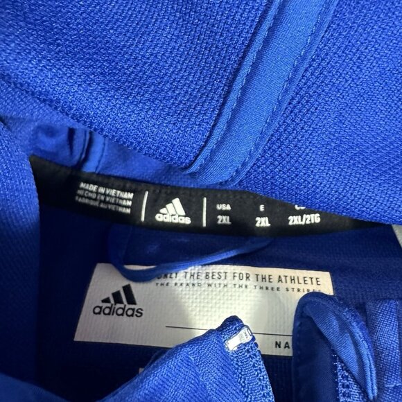 Adidas Kansas Jayhawks Mens 2XL Blue Full Zip Hooded Jacket - Picture 2 of 5
